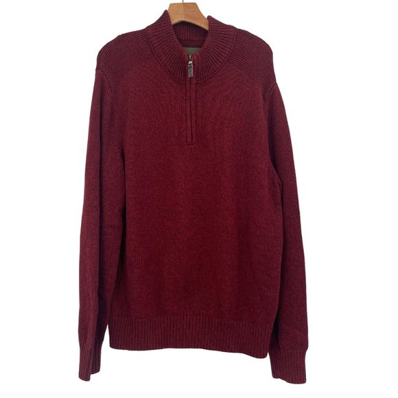 Eddie Bauer Other - Eddie Bauer Camp Sweater 1/4 Zip Cotton Pullover  Mens Size Large Burgundy